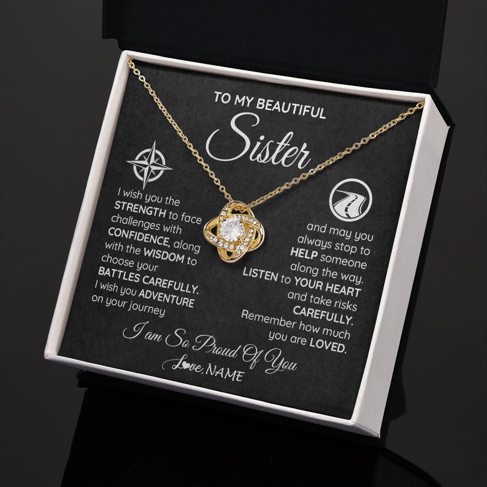 Personalized To My Sister Necklace From Brother I Wish You The Strength Sister Birthday Graduation Inspirational Customized Gift Box Message Card