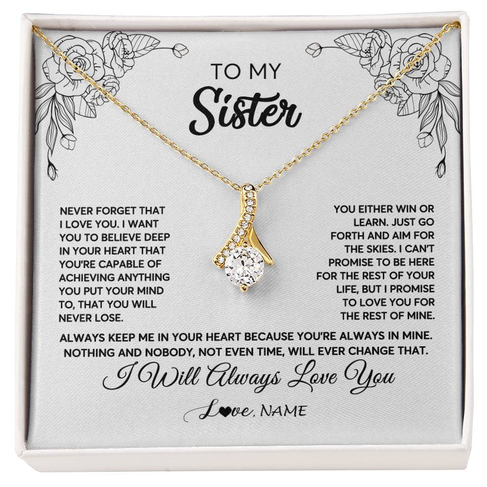 Personalized To My Sister Necklace From Brother Never Forget That I Love You Sister Birthday Graduation Christmas Jewelry Customized Gift Box Message Card