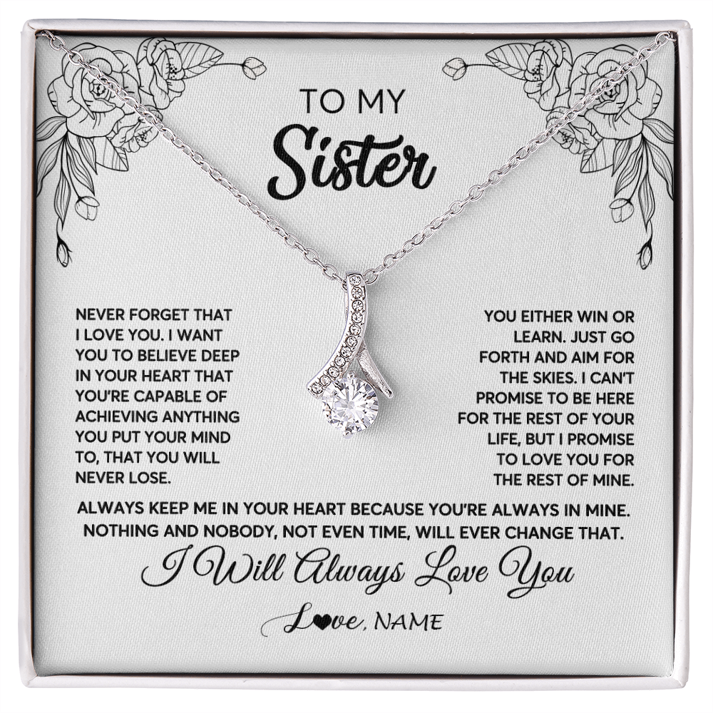 Personalized To My Sister Necklace From Brother Never Forget That I Love You Sister Birthday Graduation Christmas Jewelry Customized Gift Box Message Card