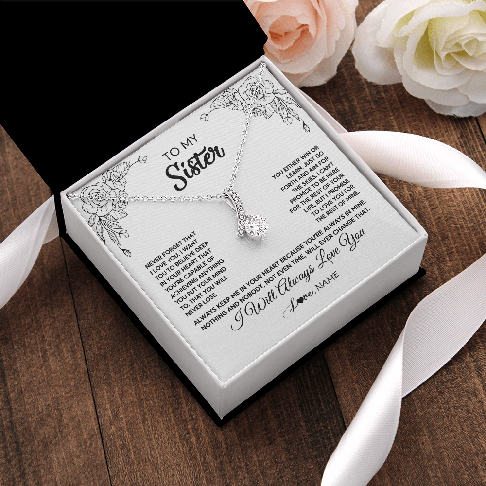 Personalized To My Sister Necklace From Brother Never Forget That I Love You Sister Birthday Graduation Christmas Jewelry Customized Gift Box Message Card