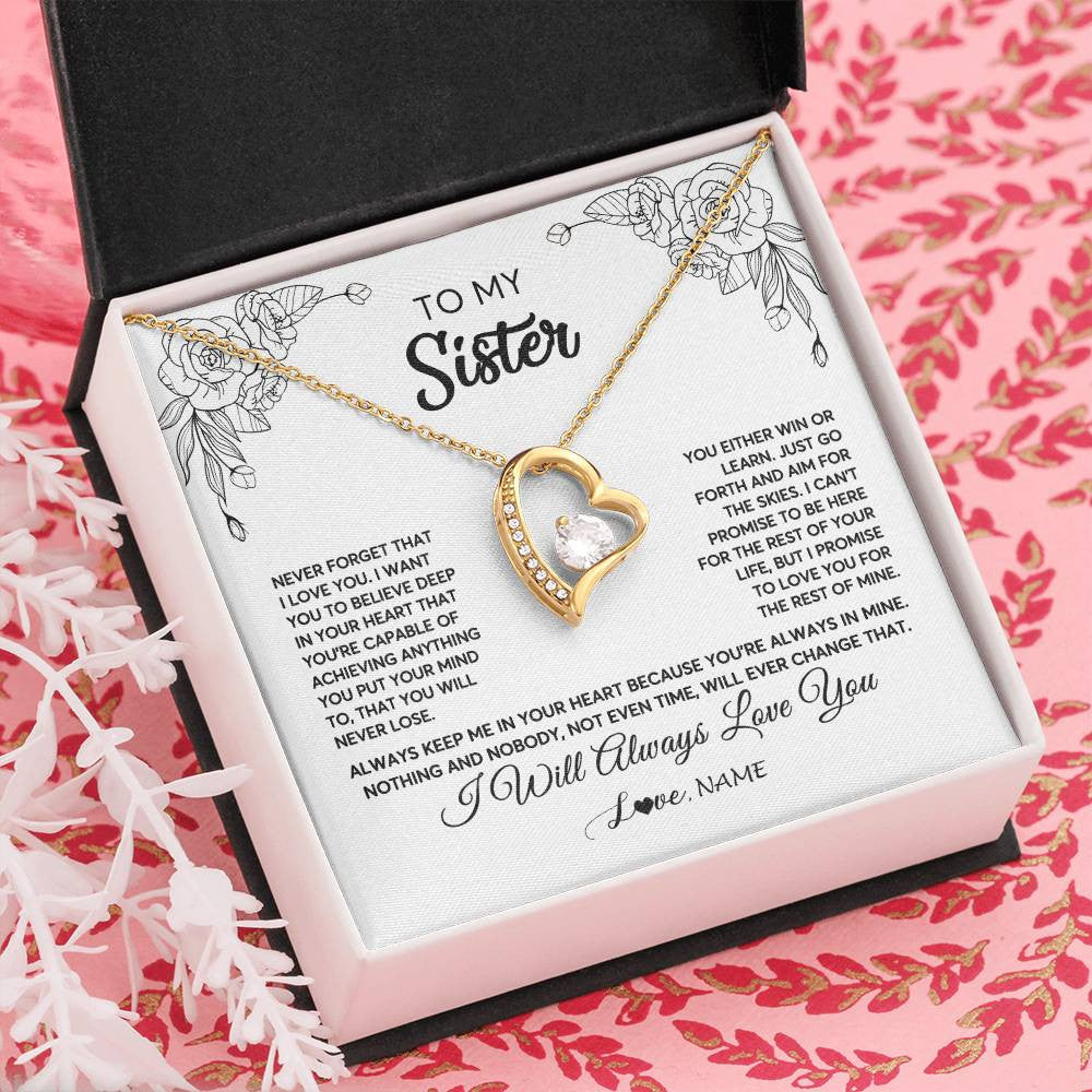 Personalized To My Sister Necklace From Brother Never Forget That I Love You Sister Birthday Graduation Christmas Jewelry Customized Gift Box Message Card