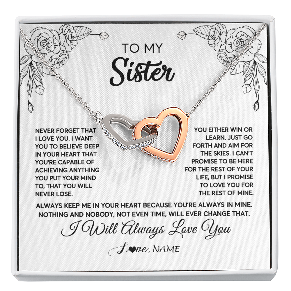 Personalized To My Sister Necklace From Brother Never Forget That I Love You Sister Birthday Graduation Christmas Jewelry Customized Gift Box Message Card