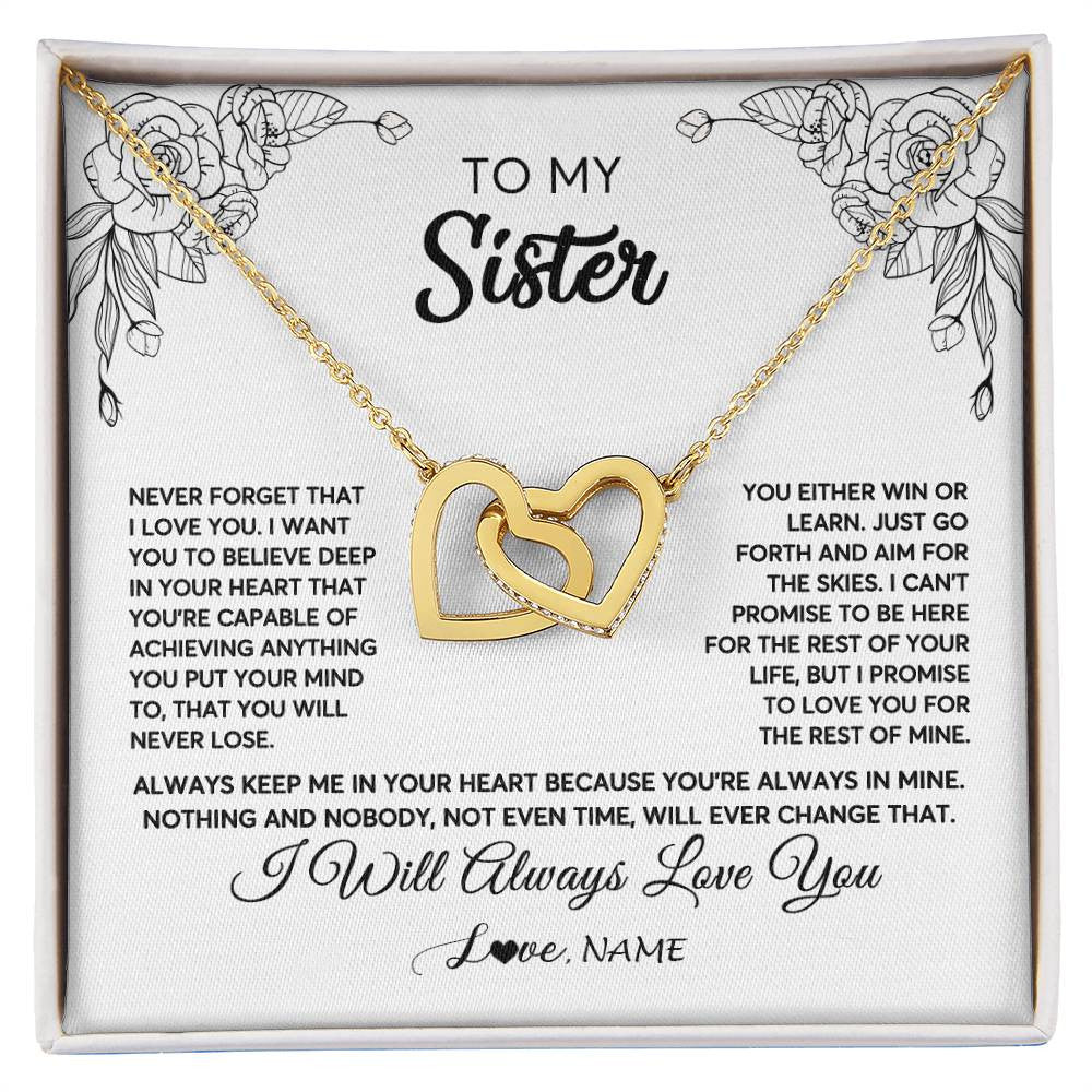 Personalized To My Sister Necklace From Brother Never Forget That I Love You Sister Birthday Graduation Christmas Jewelry Customized Gift Box Message Card