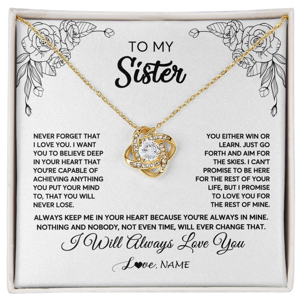 Personalized To My Sister Necklace From Brother Never Forget That I Love You Sister Birthday Graduation Christmas Jewelry Customized Gift Box Message Card