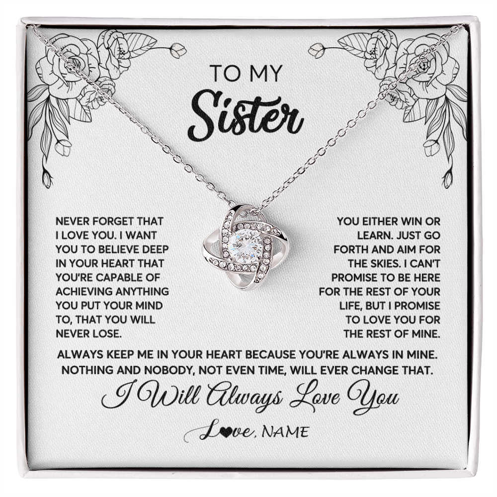 Personalized To My Sister Necklace From Brother Never Forget That I Love You Sister Birthday Graduation Christmas Jewelry Customized Gift Box Message Card