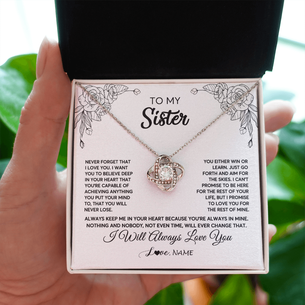 Personalized To My Sister Necklace From Brother Never Forget That I Love You Sister Birthday Graduation Christmas Jewelry Customized Gift Box Message Card
