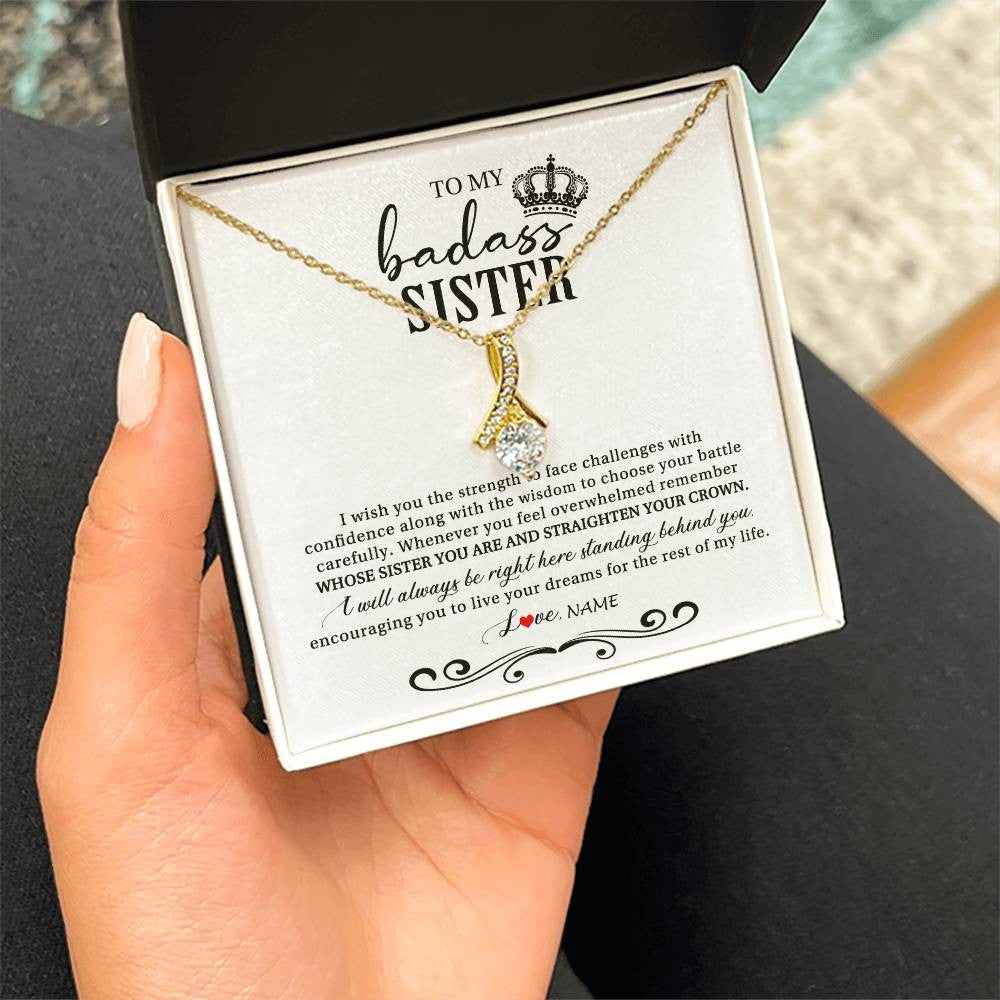 Personalized To My Sister Necklace From Brother Sister Wish You The Strength Sister Birthday Christmas Graduation Jewelry Customized Gift Box Message Card