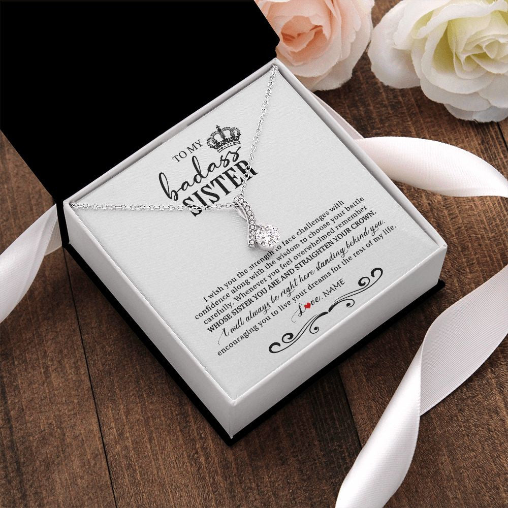 Personalized To My Sister Necklace From Brother Sister Wish You The Strength Sister Birthday Christmas Graduation Jewelry Customized Gift Box Message Card