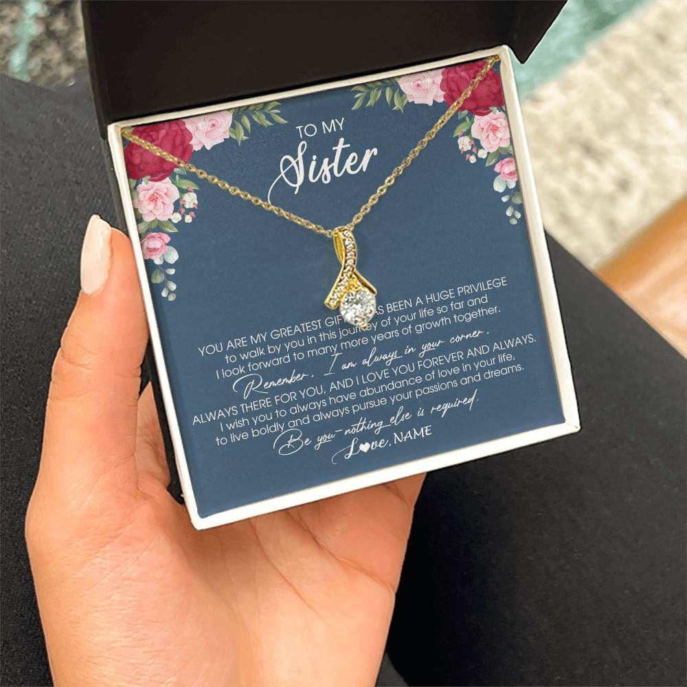 Personalized To My Sister Necklace From Brother Sister You Are My Greatest Gift Sister Birthday Christmas Customized Jewelry Gift Box Message Card