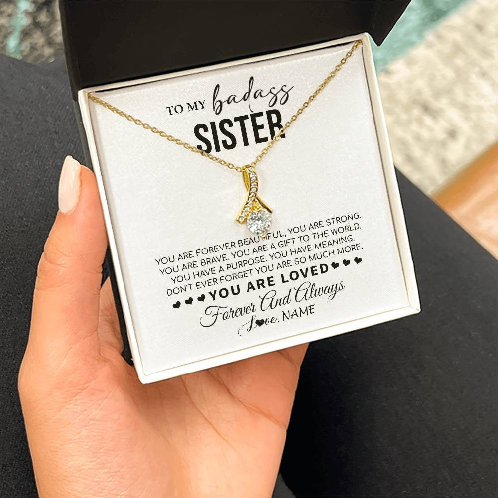 Personalized To My Sister Necklace From Family You Are Forever Beautiful Sister Birthday Graduation Christmas Customized Gift Box Message Card
