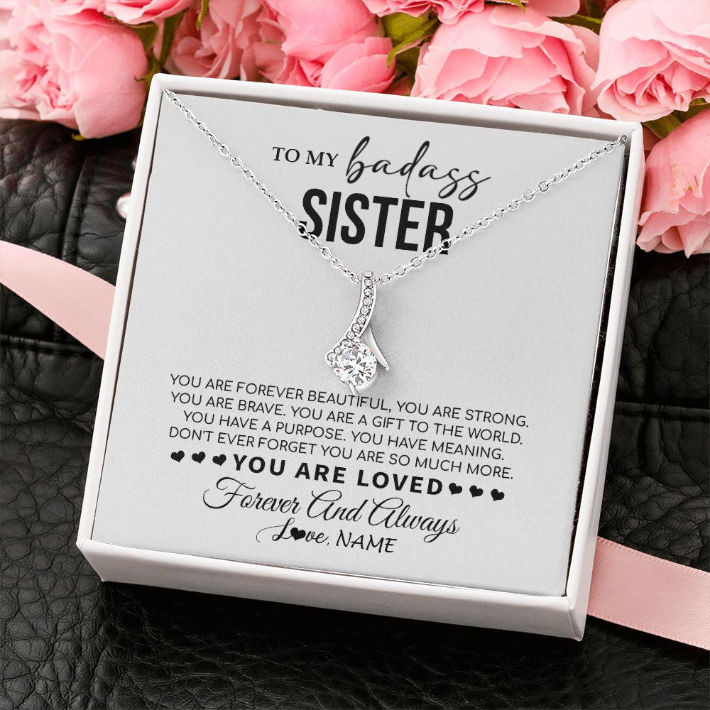 Personalized To My Sister Necklace From Family You Are Forever Beautiful Sister Birthday Graduation Christmas Customized Gift Box Message Card