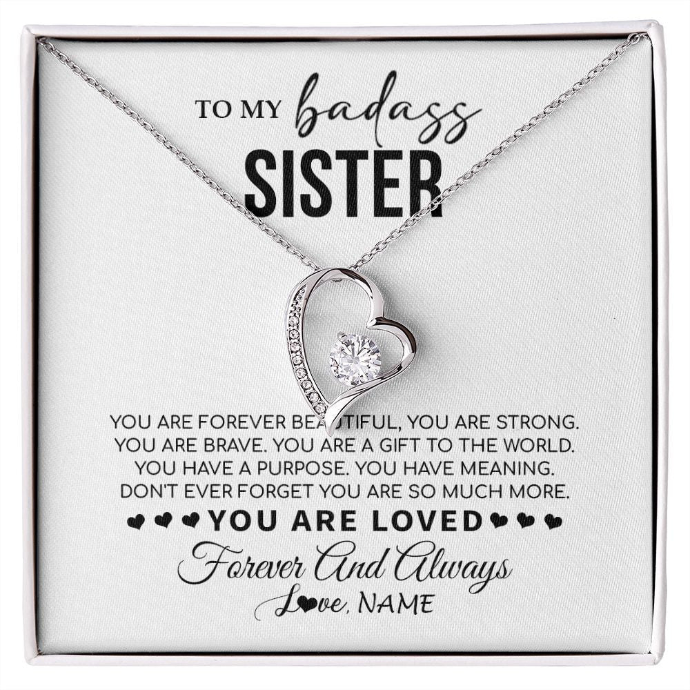 Personalized To My Sister Necklace From Family You Are Forever Beautiful Sister Birthday Graduation Christmas Customized Gift Box Message Card
