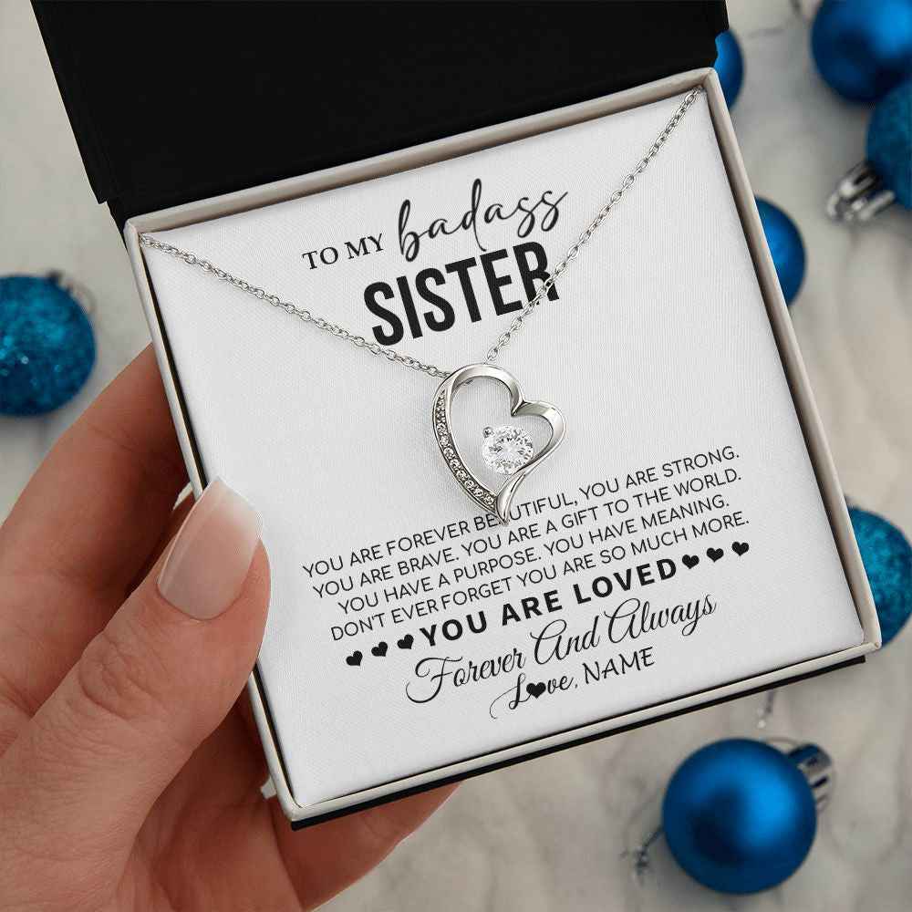 Personalized To My Sister Necklace From Family You Are Forever Beautiful Sister Birthday Graduation Christmas Customized Gift Box Message Card