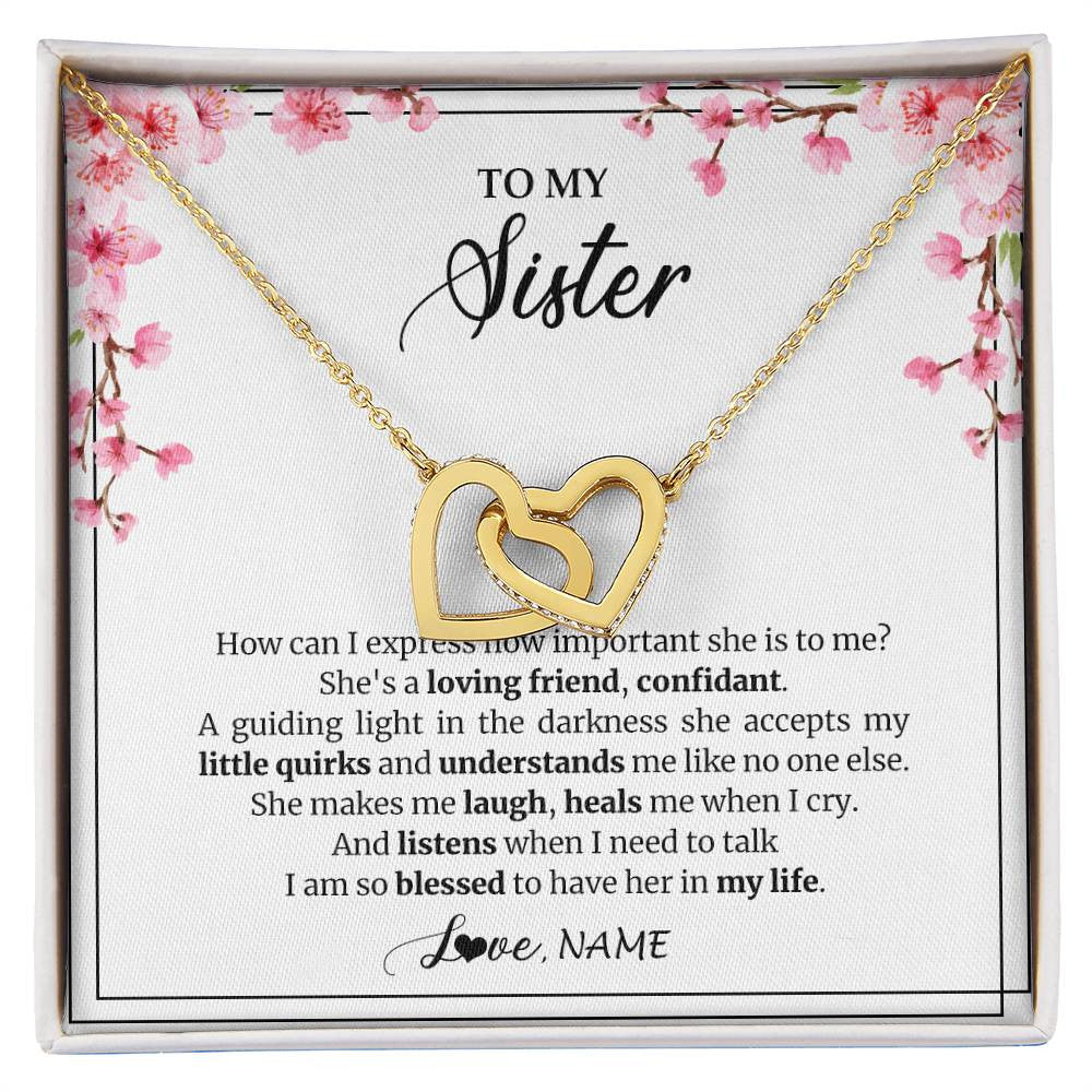 Personalized To My Sister Necklace From Sister She's A Loving Friend Bestie Sister Birthday Graduation Christmas Pendant Customized Gift Box Message Card