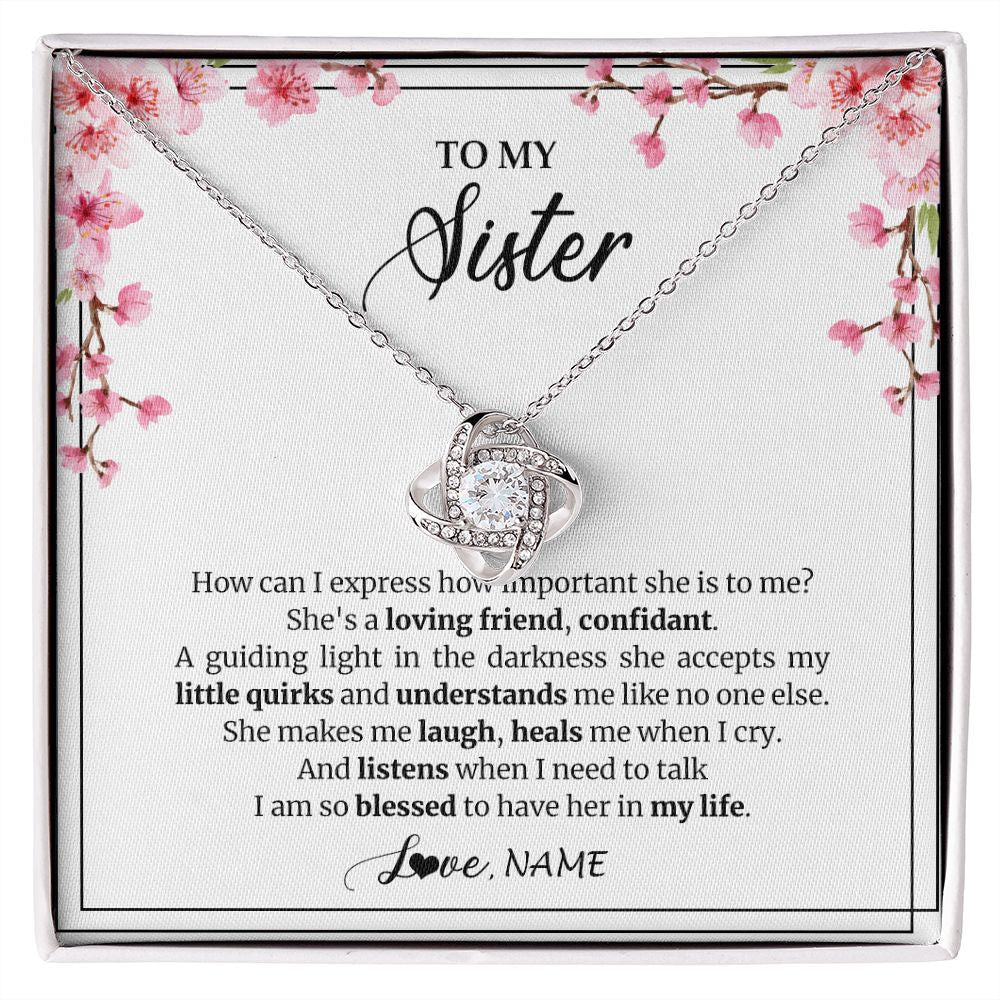 Personalized To My Sister Necklace From Sister She's A Loving Friend Bestie Sister Birthday Graduation Christmas Pendant Customized Gift Box Message Card