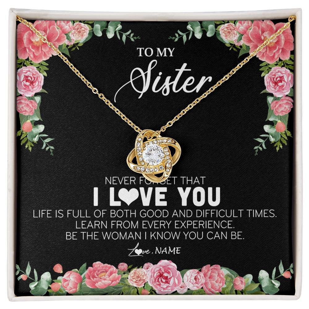 Personalized To My Sister Necklace from Brother Sister Never Forget I Love You Floral Jewelry for Sister Birthday Graduation Christmas Customized Message Card