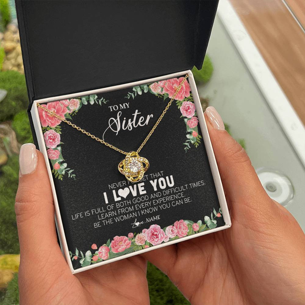 Personalized To My Sister Necklace from Brother Sister Never Forget I Love You Floral Jewelry for Sister Birthday Graduation Christmas Customized Message Card