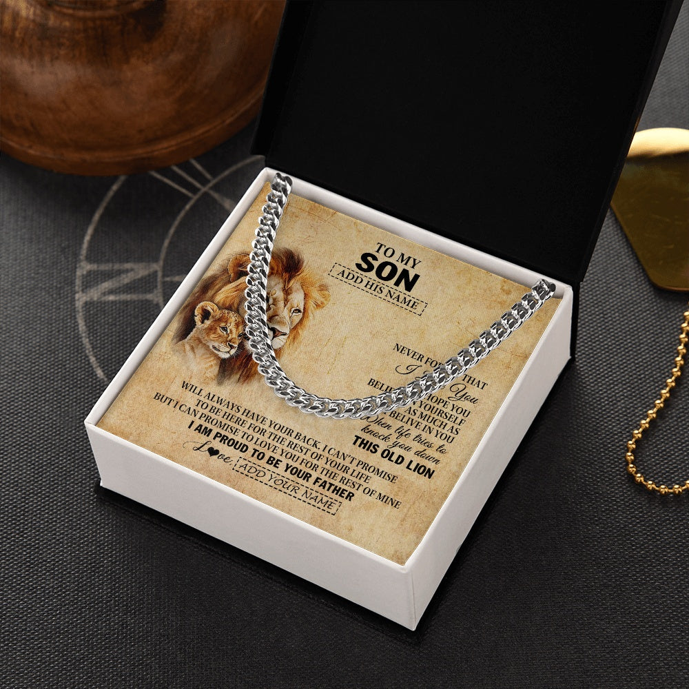 Personalized To My Son Gifts From Dad Father Lion Necklace I Love You Son Birthday Gifts From Dad Graduation Christmas Customized Gift Box Message Card