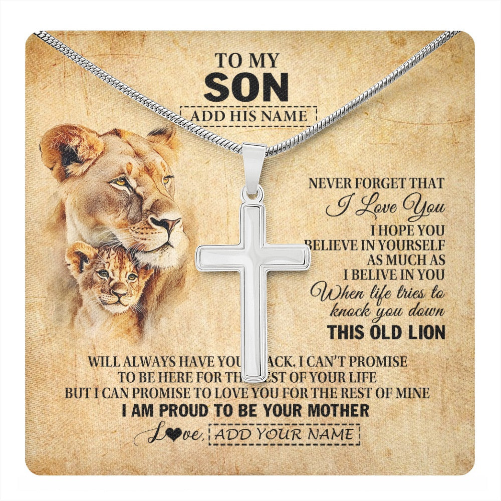 Personalized To My Son Gifts From Mom Mother Lion Necklace I Love You Son Birthday Gifts From Mom Graduation Christmas Customized Gift Box Message Card