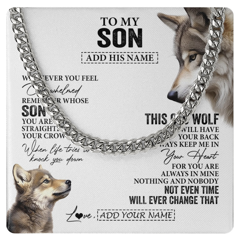 Personalized To My Son Gifts Necklace From Mom Dad Mother Father Whenever Wolf Unique Birthday Gifts For Son Graduation Christmas Custom Gift Box Message Card