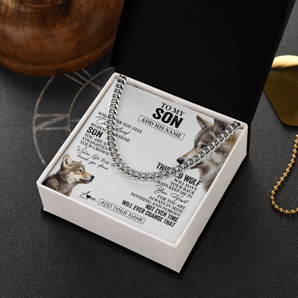 Personalized To My Son Gifts Necklace From Mom Dad Mother Father Whenever Wolf Unique Birthday Gifts For Son Graduation Christmas Custom Gift Box Message Card