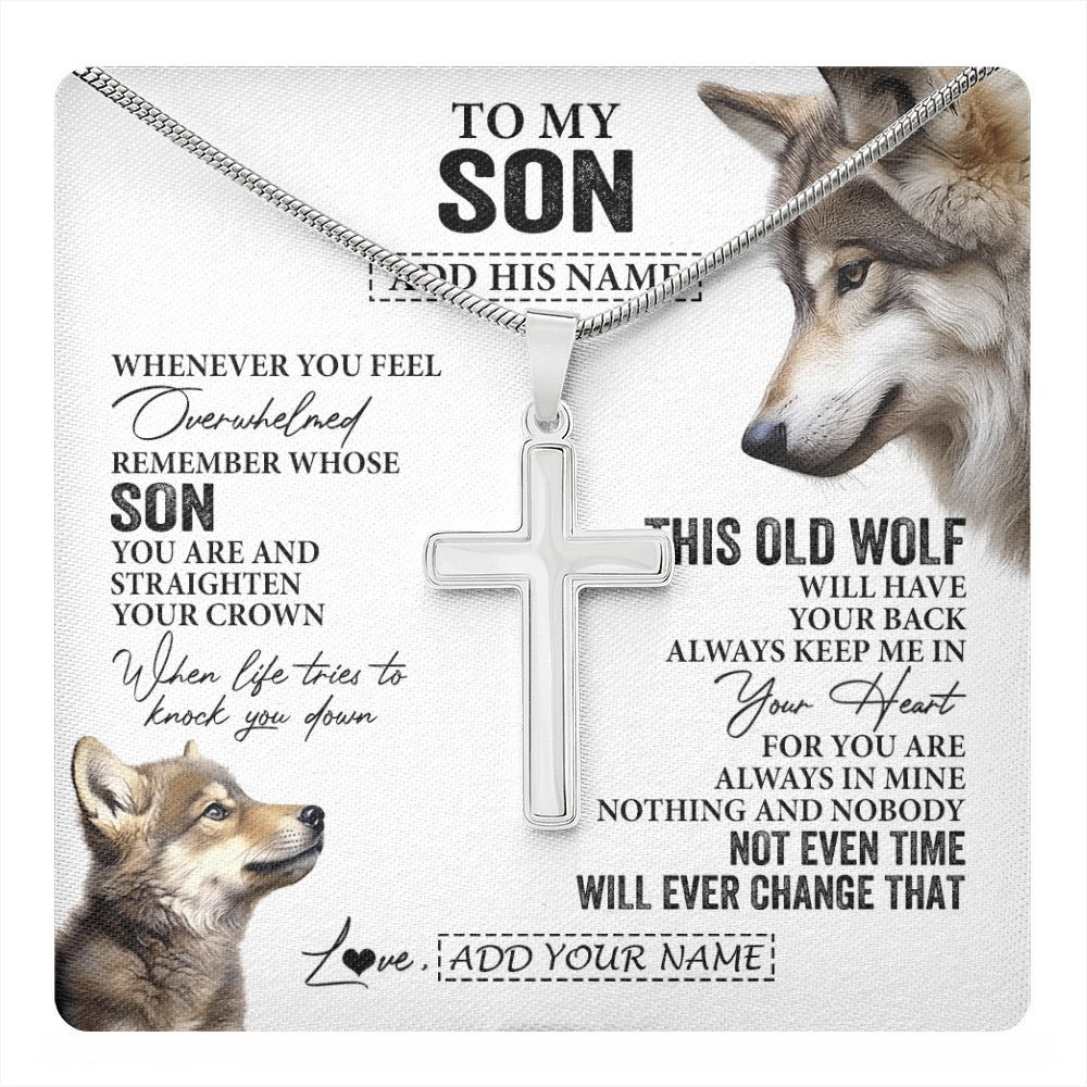 Personalized To My Son Gifts Necklace From Mom Dad Mother Father Whenever Wolf Unique Birthday Gifts For Son Graduation Christmas Custom Gift Box Message Card