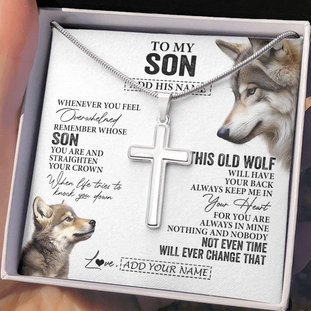 Personalized To My Son Gifts Necklace From Mom Dad Mother Father Whenever Wolf Unique Birthday Gifts For Son Graduation Christmas Custom Gift Box Message Card