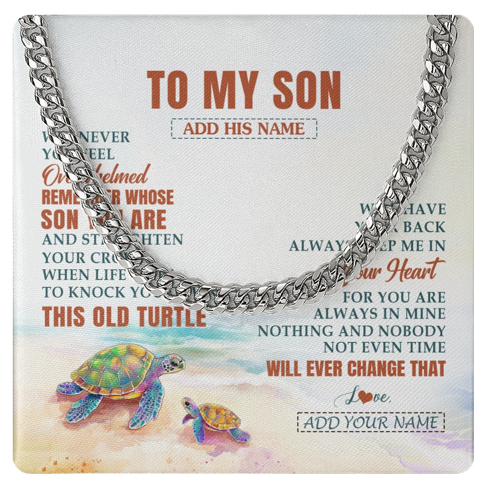 Personalized To My Son Gifts Necklace From Mom Dad Mother Whenever Turtle Unique Birthday Gifts For Son Graduation Christmas Custom Gift Box Message Card