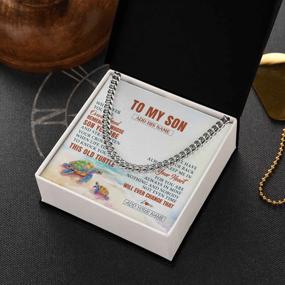 Personalized To My Son Gifts Necklace From Mom Dad Mother Whenever Turtle Unique Birthday Gifts For Son Graduation Christmas Custom Gift Box Message Card