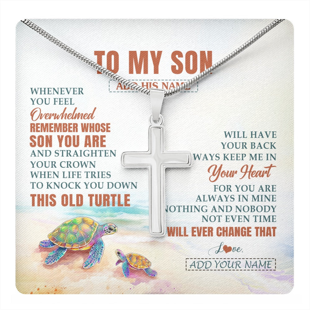 Personalized To My Son Gifts Necklace From Mom Dad Mother Whenever Turtle Unique Birthday Gifts For Son Graduation Christmas Custom Gift Box Message Card