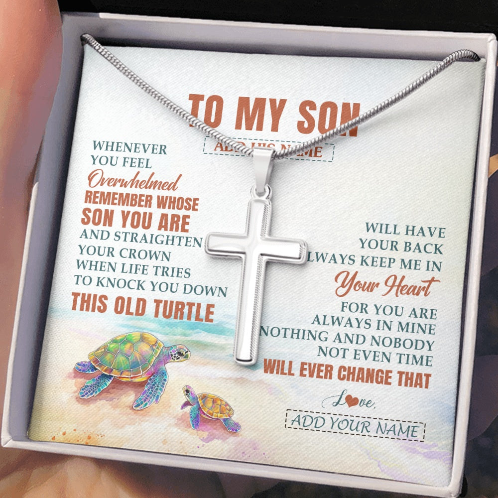 Personalized To My Son Gifts Necklace From Mom Dad Mother Whenever Turtle Unique Birthday Gifts For Son Graduation Christmas Custom Gift Box Message Card