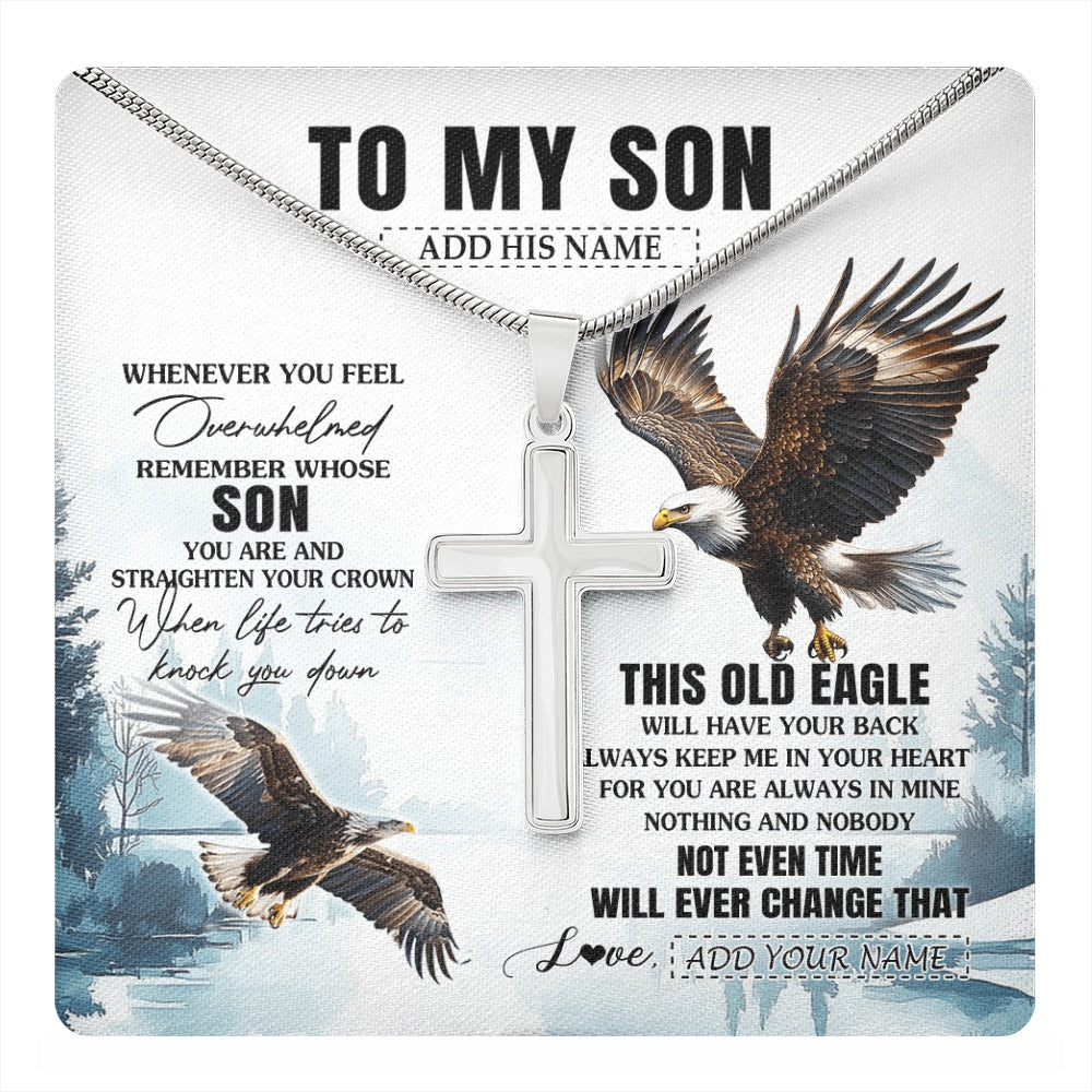 Personalized To My Son Gifts Necklace From Mom Dad Whenever Eagle Unique Birthday Gifts For Son Graduation Christmas Keepsake Custom Gift Box Message Card