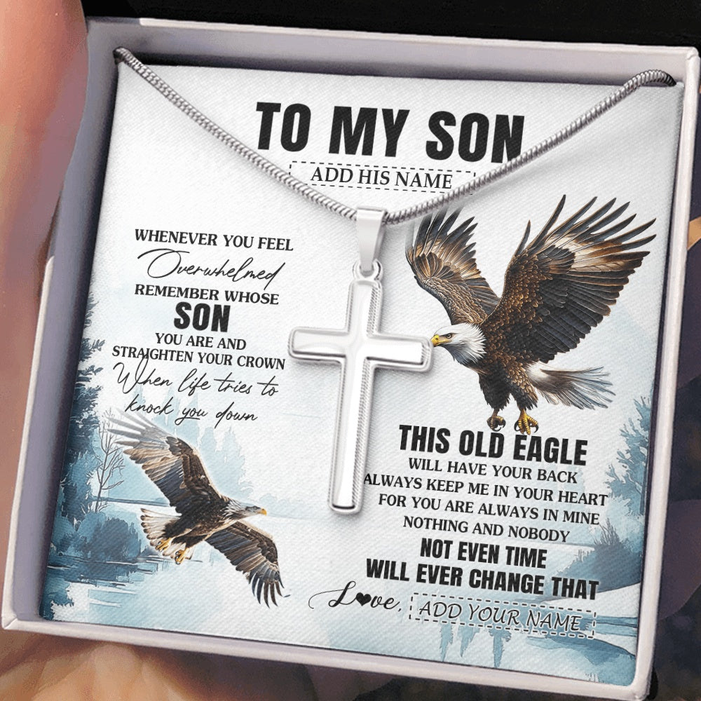 Personalized To My Son Gifts Necklace From Mom Dad Whenever Eagle Unique Birthday Gifts For Son Graduation Christmas Keepsake Custom Gift Box Message Card