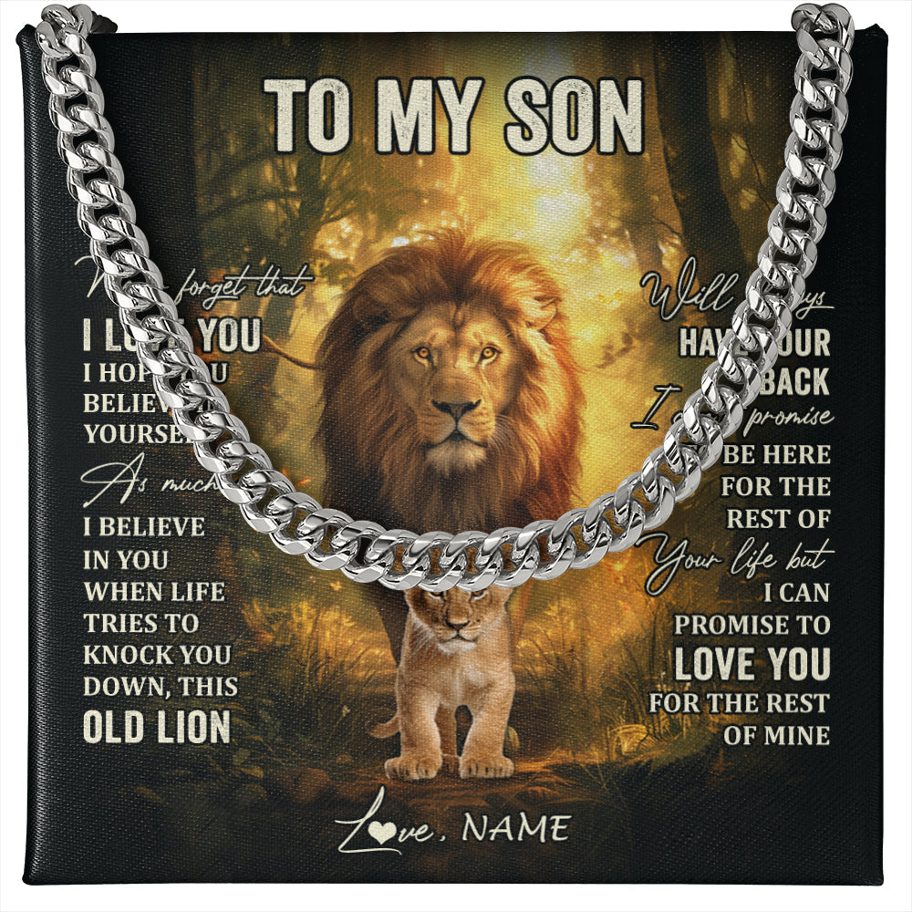 Personalized To My Son Lion Necklace From Dad Father Never Forget That I Love You Son Birthday Gifts Graduation Christmas Customized Gift Box Message Card