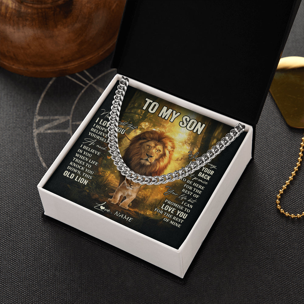 Personalized To My Son Lion Necklace From Dad Father Never Forget That I Love You Son Birthday Gifts Graduation Christmas Customized Gift Box Message Card