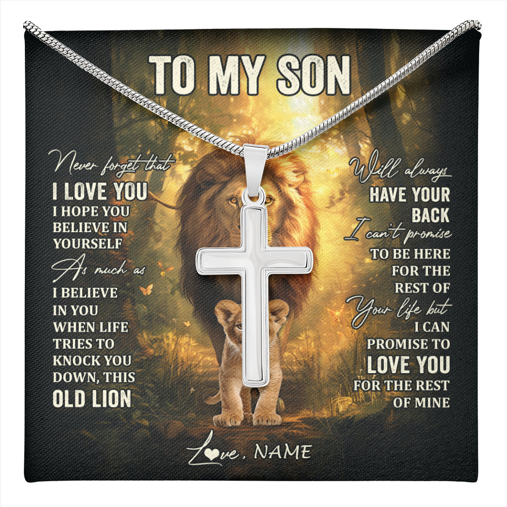 Personalized To My Son Lion Necklace From Dad Father Never Forget That I Love You Son Birthday Gifts Graduation Christmas Customized Gift Box Message Card