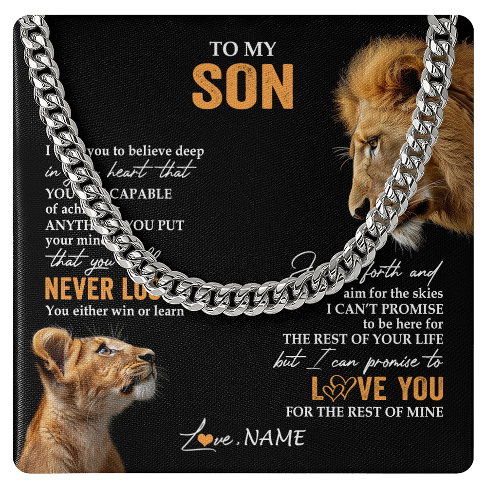 Personalized To My Son Necklace From Dad Father You Will Never Lose Lion Son Birthday Gifts Graduation Christmas Customized Gift Box Message Card