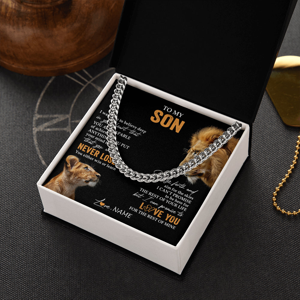 Personalized To My Son Necklace From Dad Father You Will Never Lose Lion Son Birthday Gifts Graduation Christmas Customized Gift Box Message Card