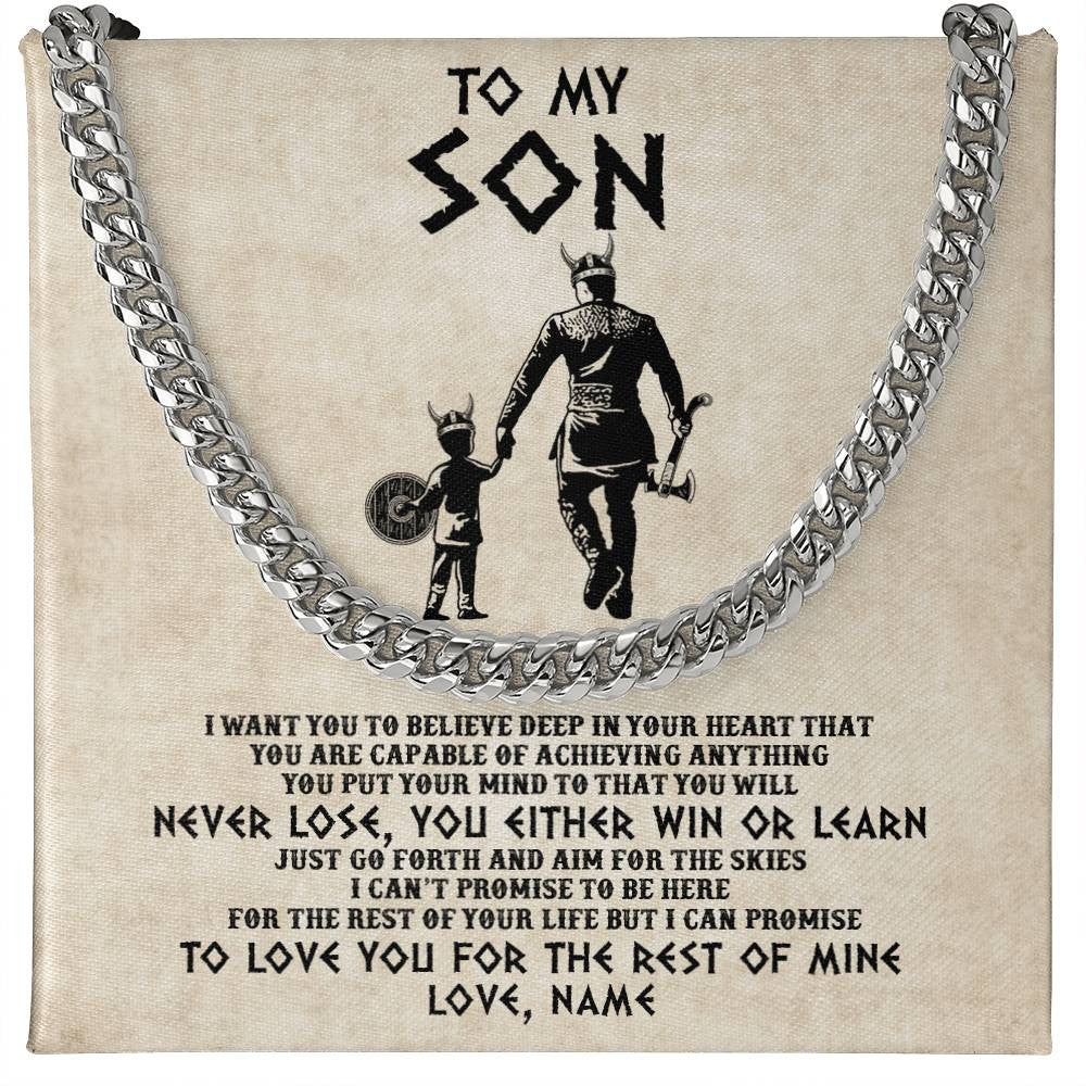 Personalized To My Son Necklace From Dad Father You Will Never Lose Viking Son Birthday Graduation Valentines Christmas Customized Gift Box Message Card