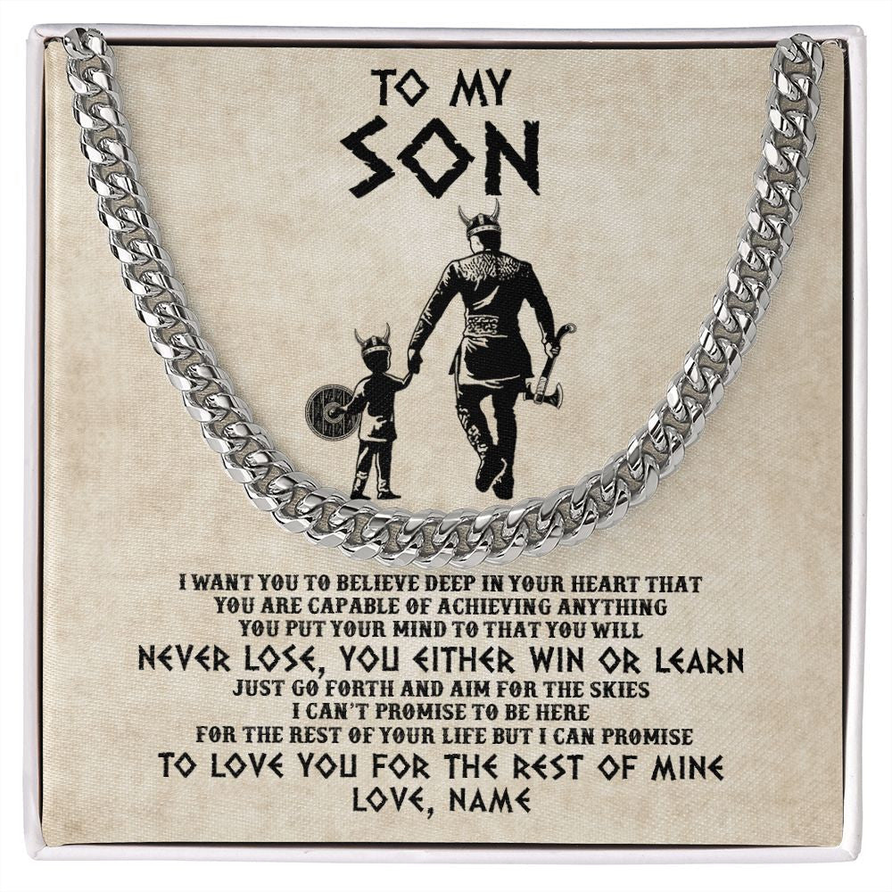 Personalized To My Son Necklace From Dad Father You Will Never Lose Viking Son Birthday Graduation Valentines Christmas Customized Gift Box Message Card