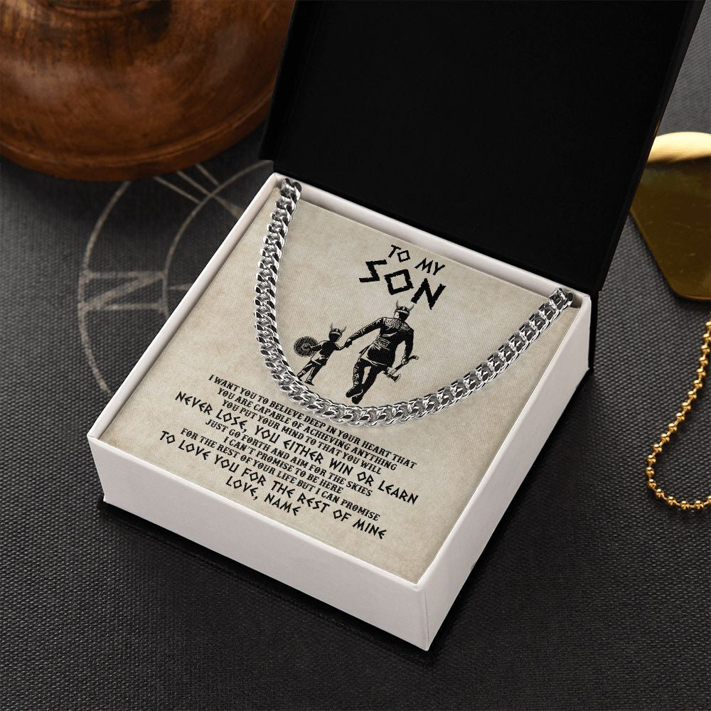 Personalized To My Son Necklace From Dad Father You Will Never Lose Viking Son Birthday Graduation Valentines Christmas Customized Gift Box Message Card