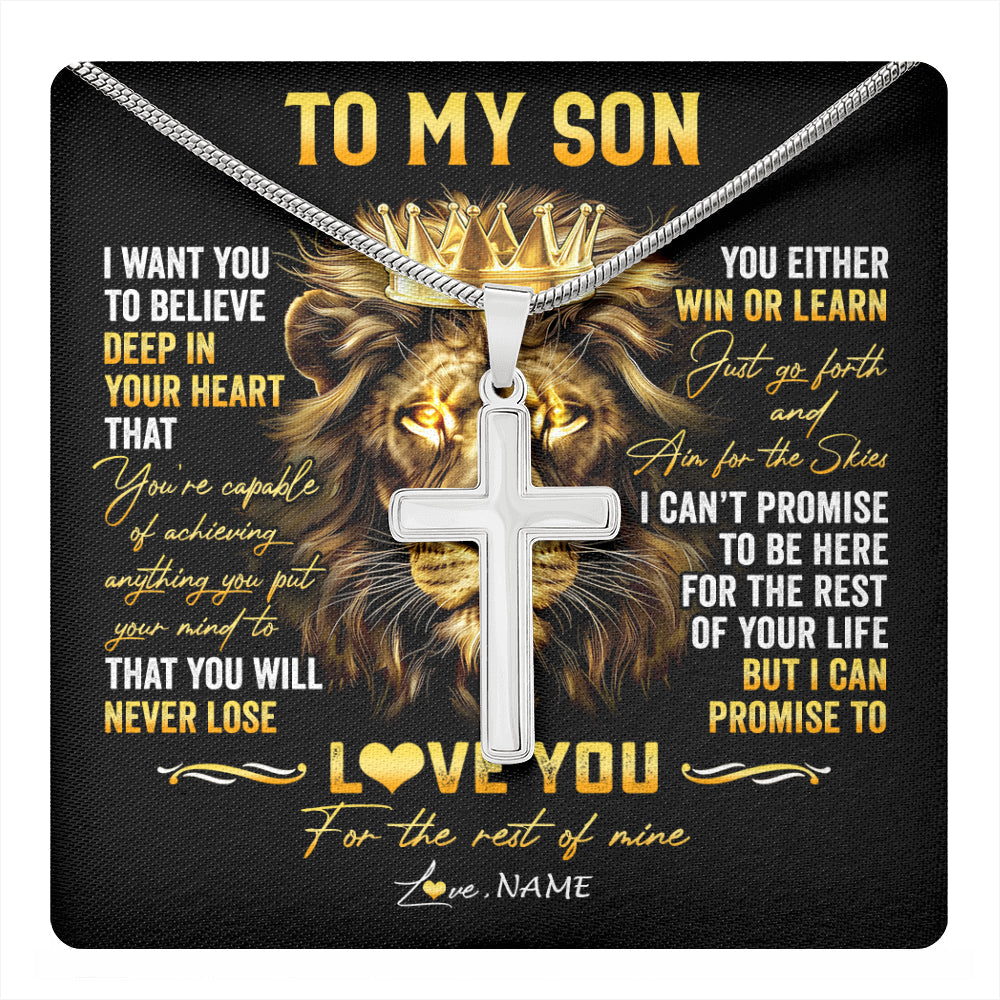Personalized To My Son Necklace From Mom Dad Mother Father You Will Never Lose Lion Son Birthday Graduation Christmas Customized Gift Box Message Card