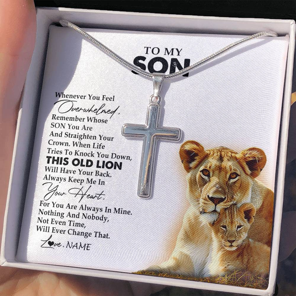 Personalized To My Son Necklace from Mom Mother Whenever You Feel Overwhelmed Lion Son Birthday Graduation Christmas Jewelry Customized Gift Box Message Card