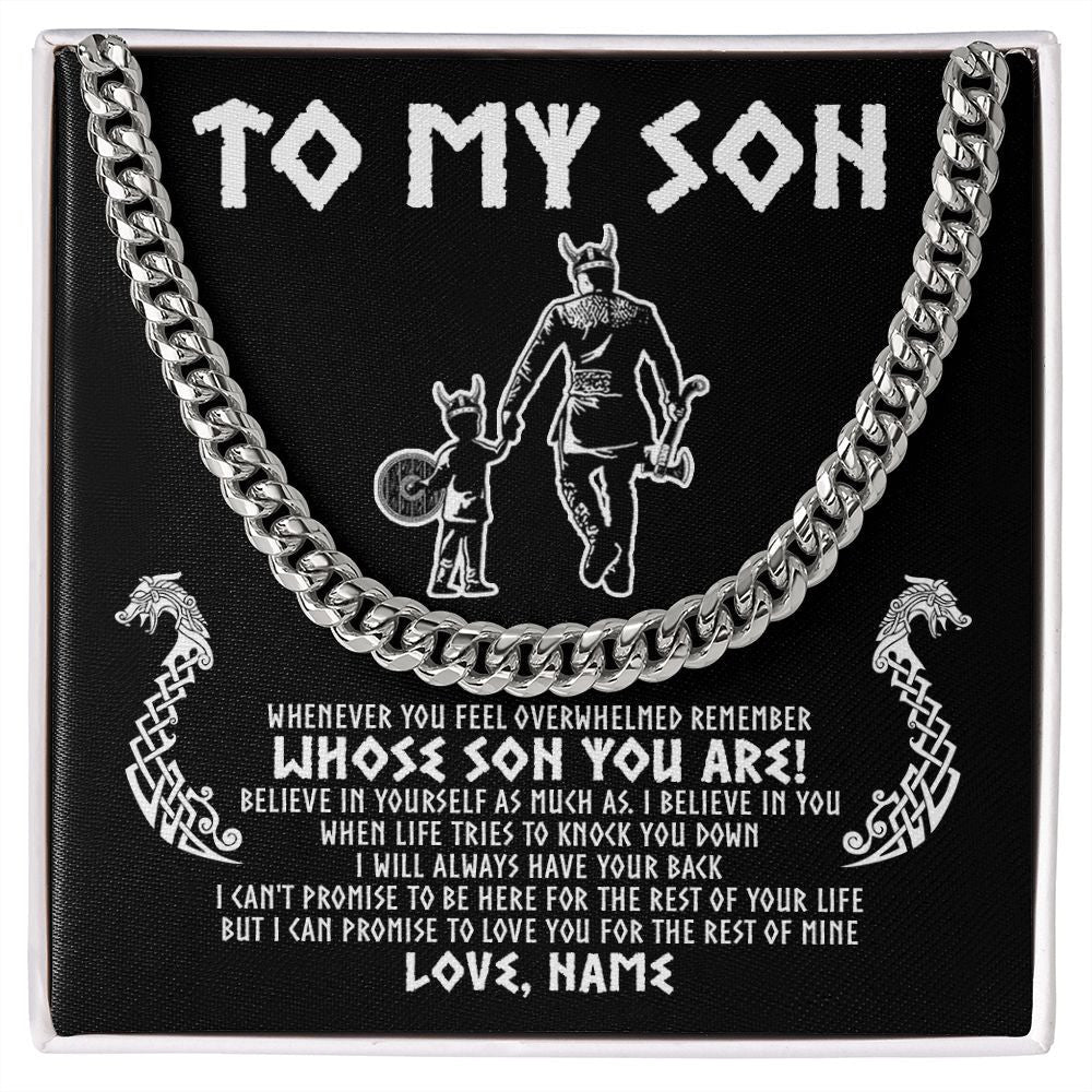 Personalized To My Son Viking Necklace From Dad Father Whenever You Feel Overwhelmed Son Birthday Christmas Customized Gift Box Message Card