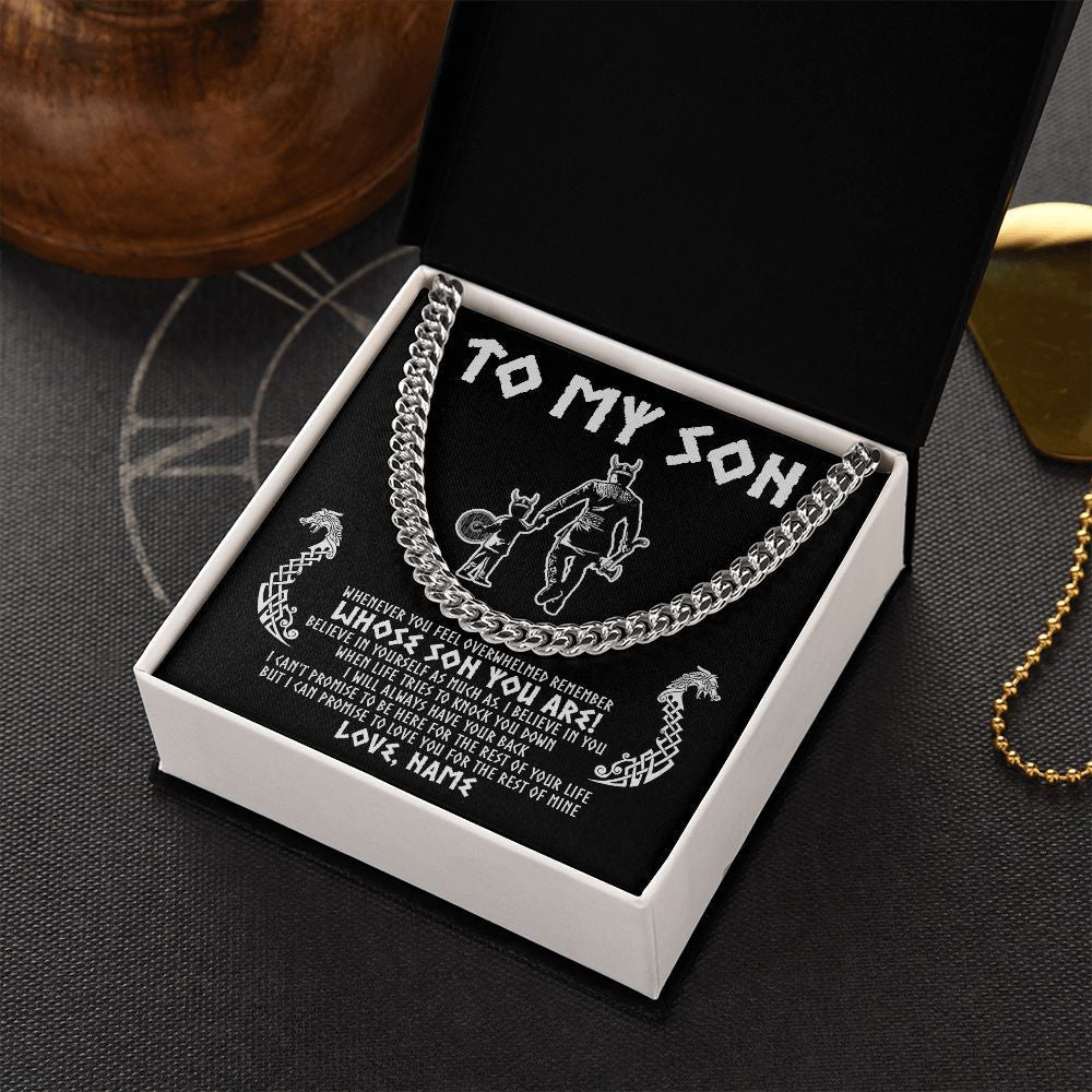Personalized To My Son Viking Necklace From Dad Father Whenever You Feel Overwhelmed Son Birthday Christmas Customized Gift Box Message Card
