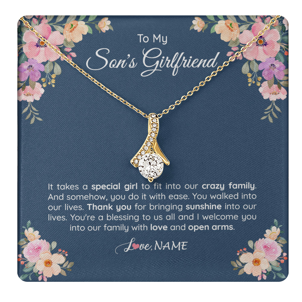 Personalized To My Son's Girlfriend Necklace From Mom It Takes A Special Girlfriend Birthday Wedding Valentines Christmas Customized Gift Box Message Card