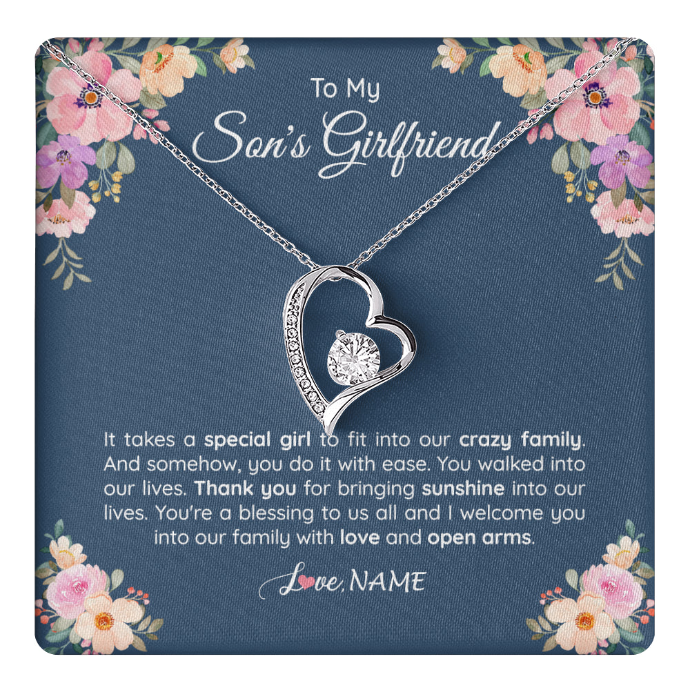 Personalized To My Son's Girlfriend Necklace From Mom It Takes A Special Girlfriend Birthday Wedding Valentines Christmas Customized Gift Box Message Card