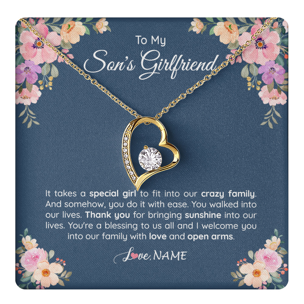 Personalized To My Son's Girlfriend Necklace From Mom It Takes A Special Girlfriend Birthday Wedding Valentines Christmas Customized Gift Box Message Card