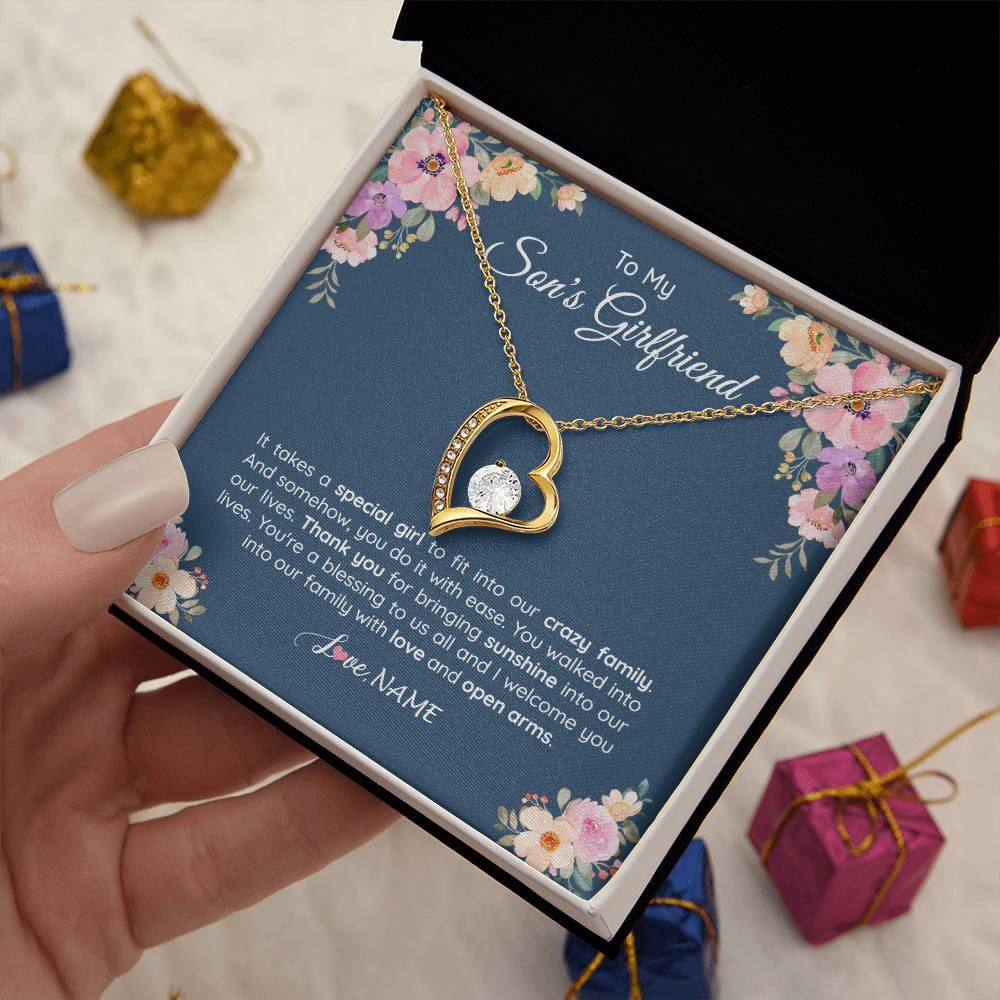 Personalized To My Son's Girlfriend Necklace From Mom It Takes A Special Girlfriend Birthday Wedding Valentines Christmas Customized Gift Box Message Card