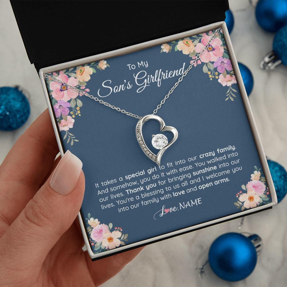 Personalized To My Son's Girlfriend Necklace From Mom It Takes A Special Girlfriend Birthday Wedding Valentines Christmas Customized Gift Box Message Card